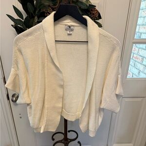 Worthington White Cropped Open Front Cardigan Sweater Shrug Bolero XL